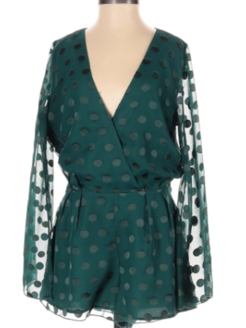 Tularosa Green Polka Dot Romper XS